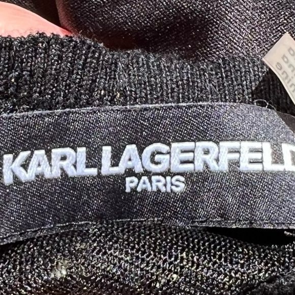 🌻Karl Lagerfeld Paris Crochet Knit A-Line Dress Size 6 - Picture 11 of 11